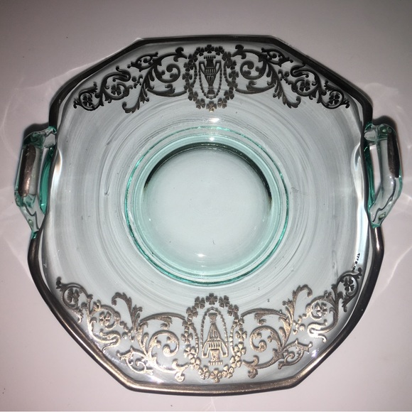 Vintage Handcrafted Teal Glass Bonbon Server - Picture 2 of 12